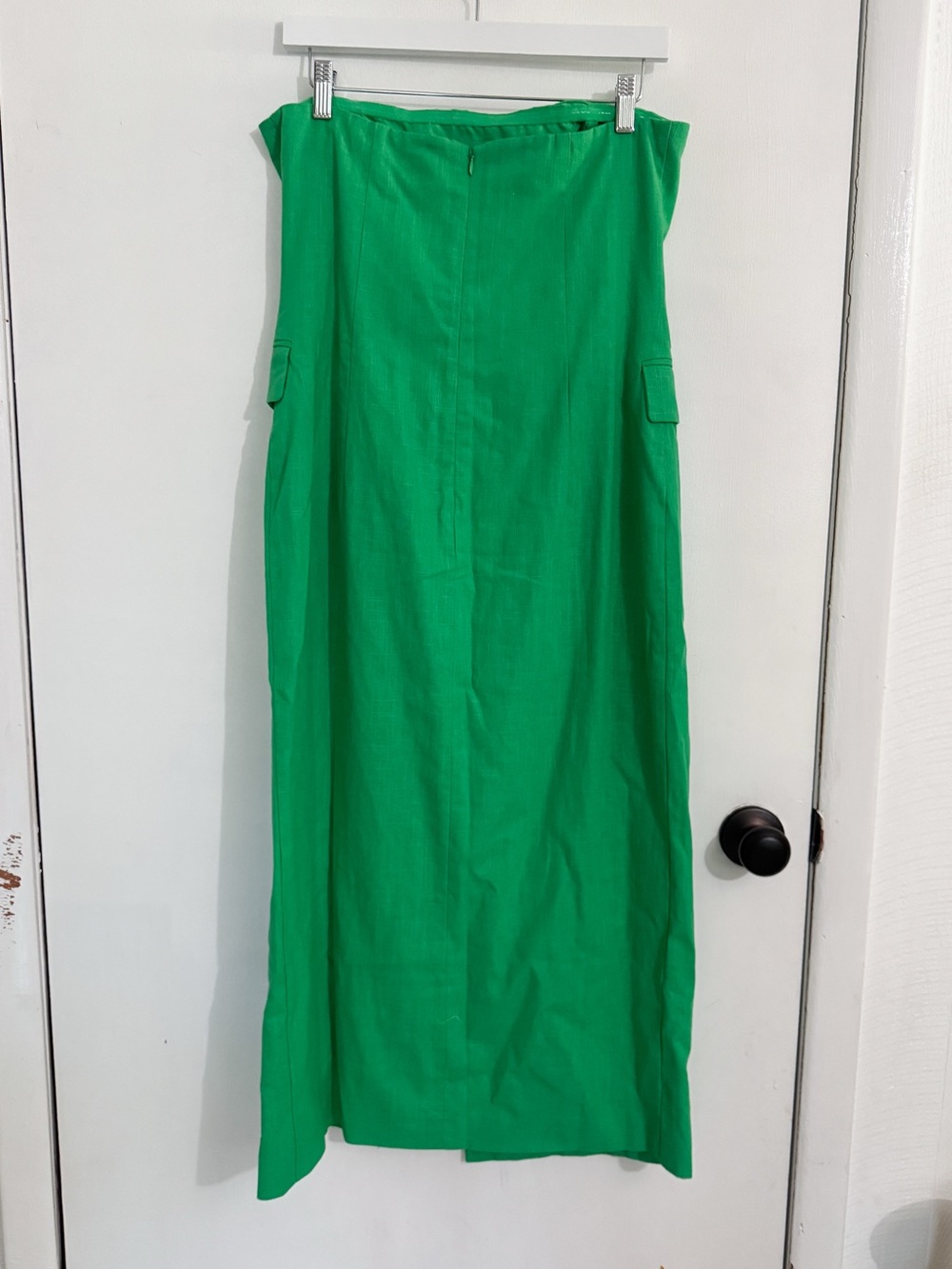 New Anthropologie Mare Mare Strapless Trench Midi Dress Linen Kelly Green M NWT - Picture 7 of 11